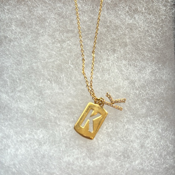 Gold and crystal delicate necklace initial K - Picture 2 of 3